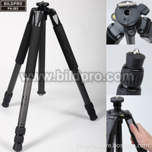 Carbon fiber tripod with retractable foot spike